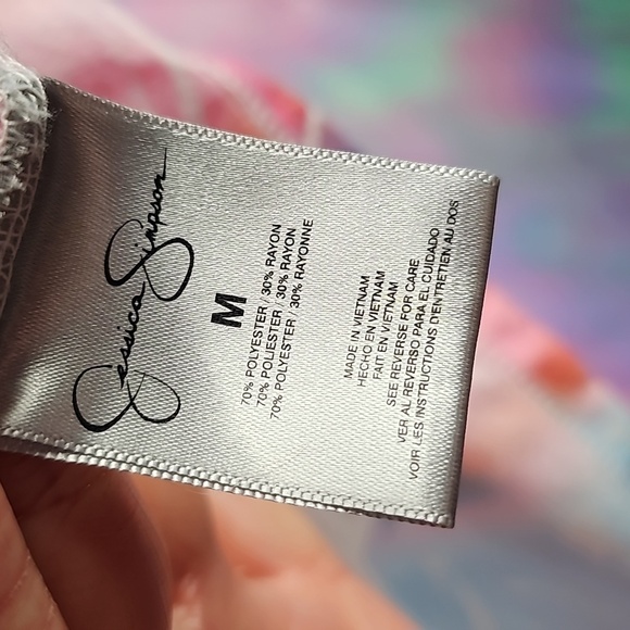 Jessica Simpson Pink Purple Blue Neon Tie Dye Tank Top Open Back Size Medium - Picture 12 of 13